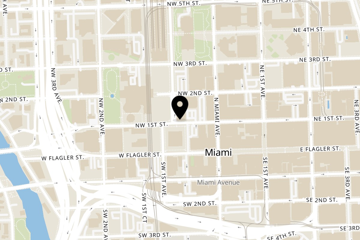 Map showing the location of Jrk! Downtown on 95 NW 1st St in Miami